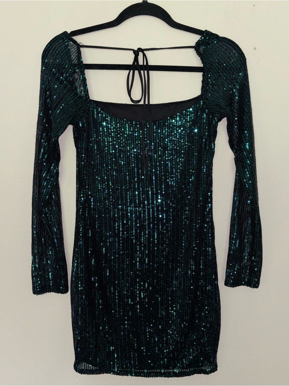 Lucy in the Sky Emerald Green Sequin Long Sleeve Mini Dress